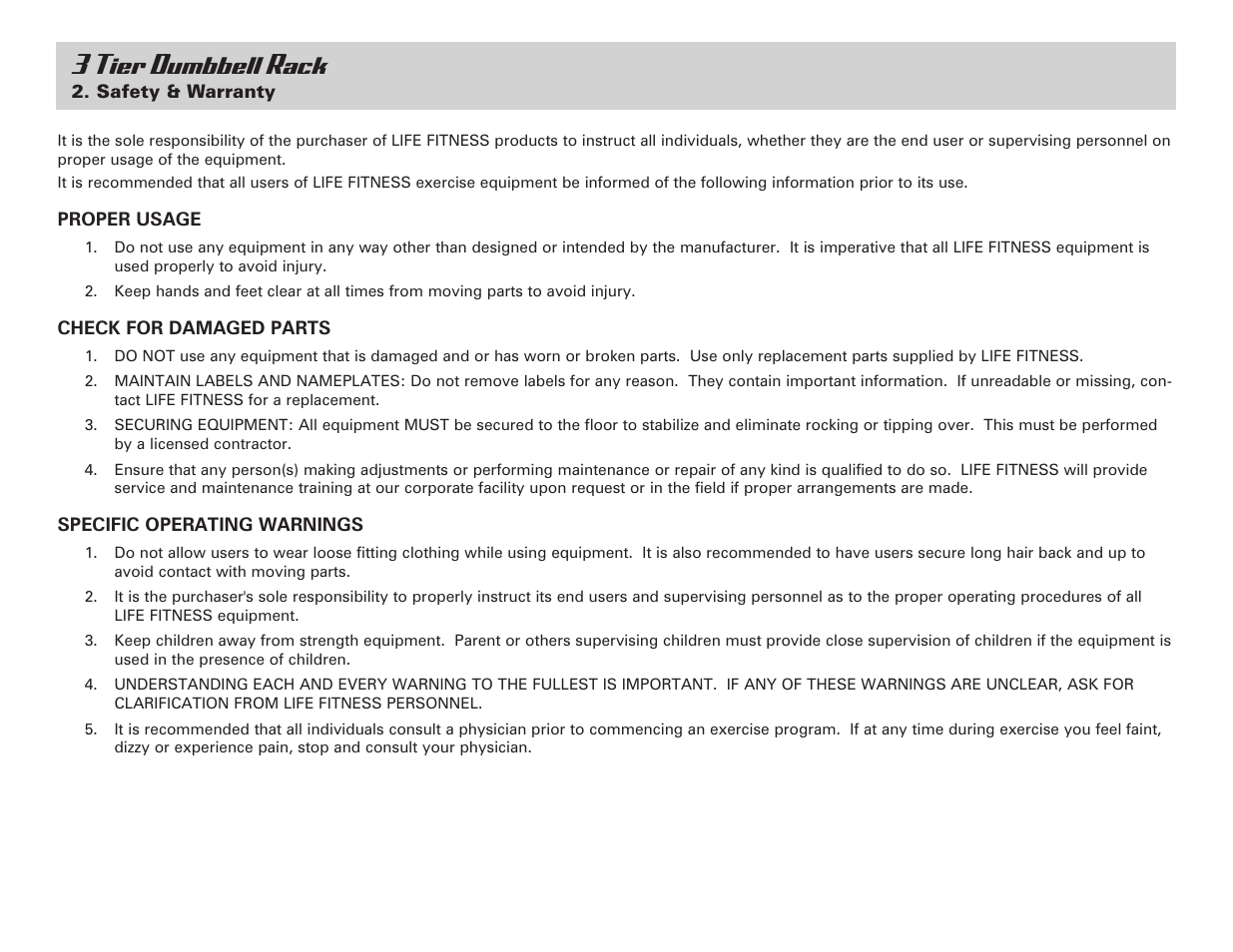 3 tier dumbbell rack | Life Fitness 3 Tier Dumbbell Rack User Manual | Page 4 / 9