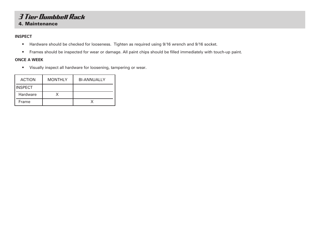 3 tier dumbbell rack | Life Fitness 3 Tier Dumbbell Rack User Manual | Page 8 / 9