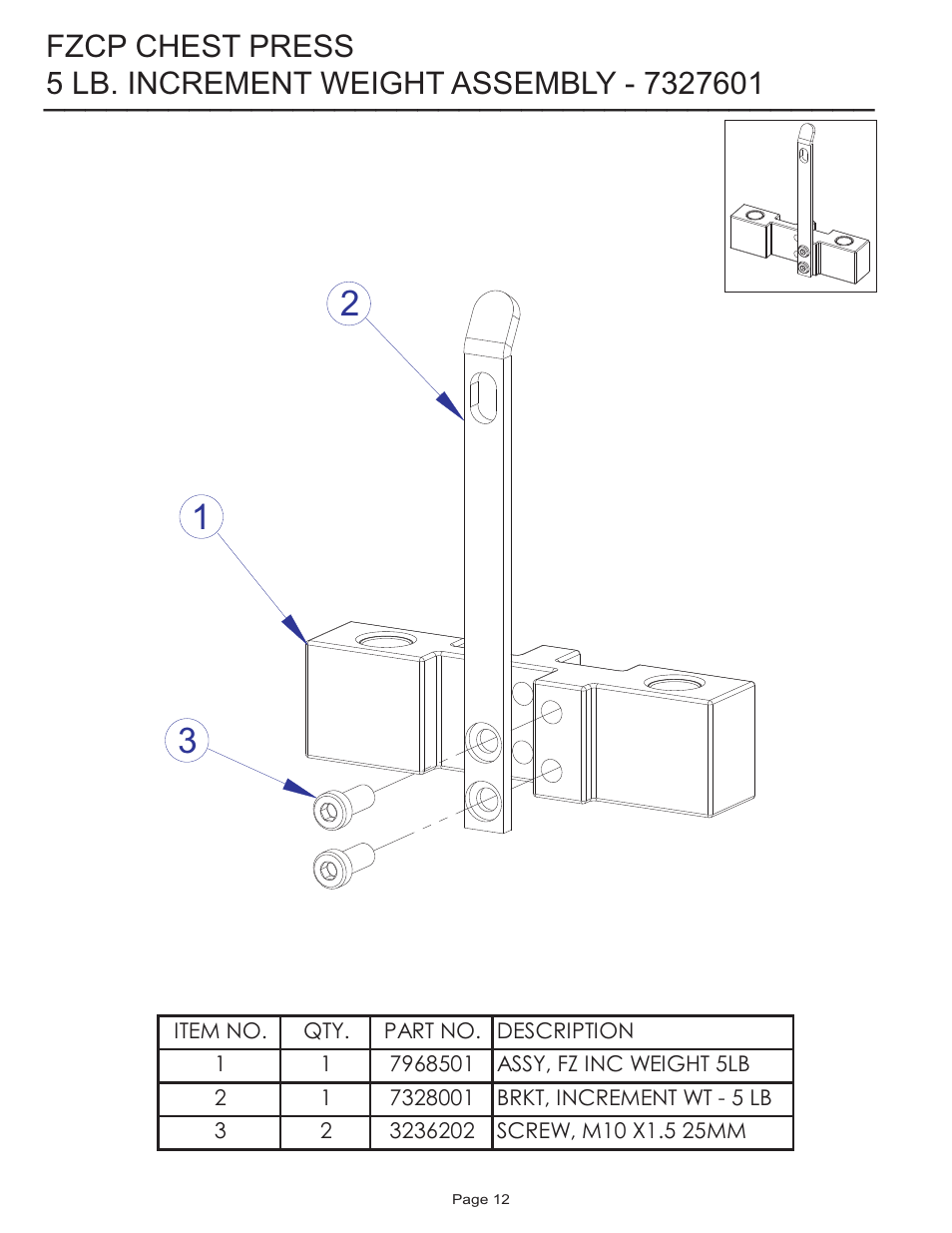 Fzcp chest press | Life Fitness FZCP User Manual | Page 12 / 17