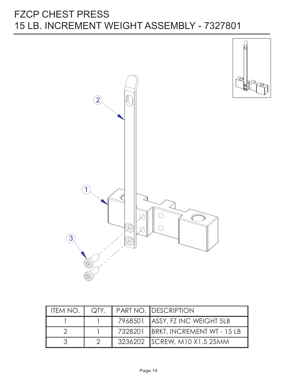 Fzcp chest press | Life Fitness FZCP User Manual | Page 14 / 17