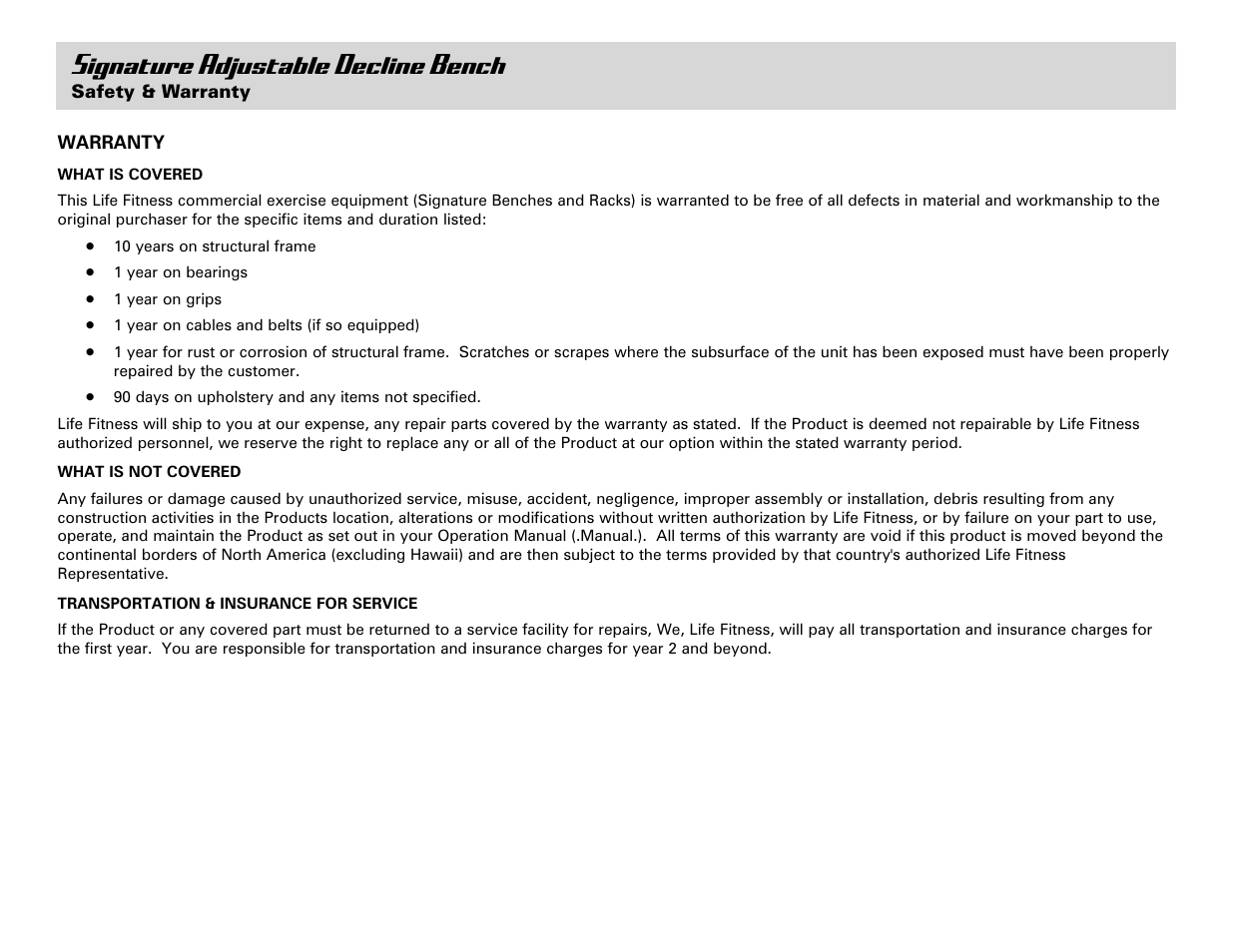 Signature adjustable decline bench | Life Fitness Adjustable Decline Bench User Manual | Page 4 / 8