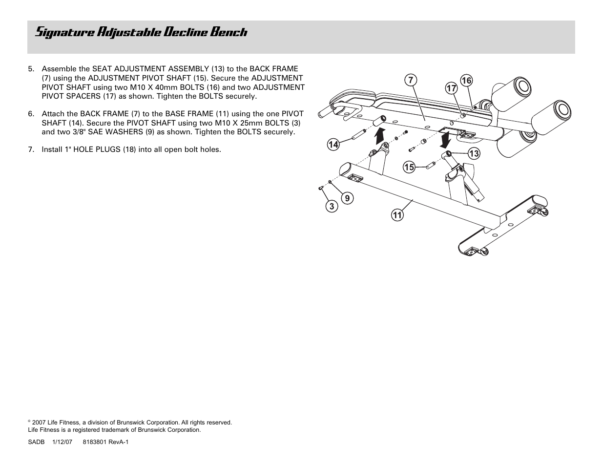 Signature adjustable decline bench | Life Fitness Adjustable Decline Bench User Manual | Page 8 / 8