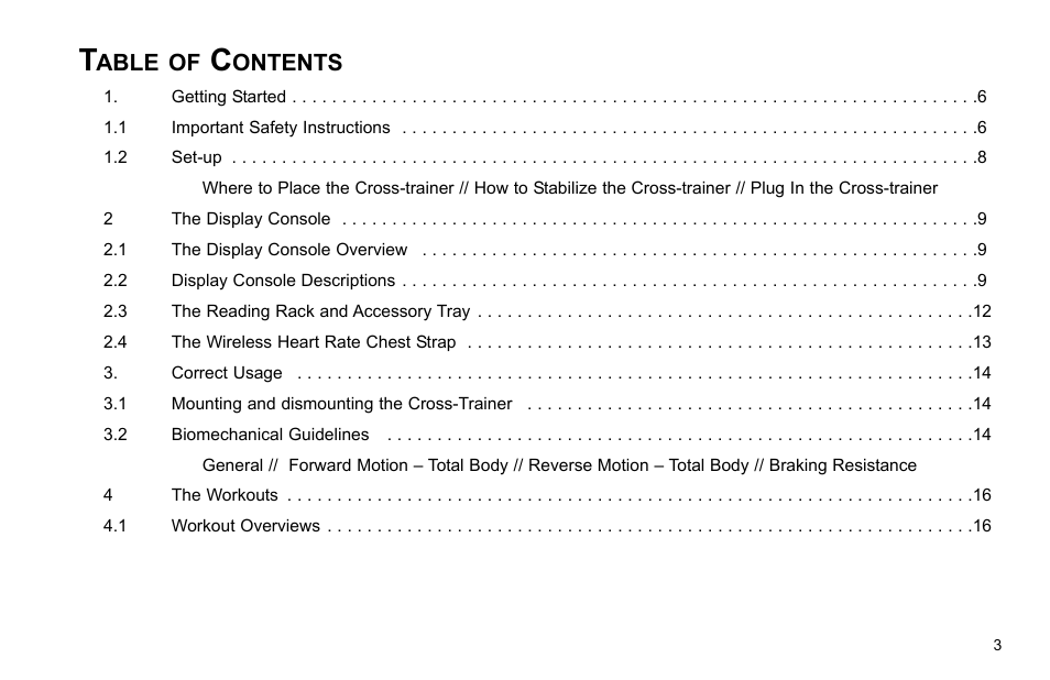 Able of, Ontents | Life Fitness X3-0 User Manual | Page 4 / 38