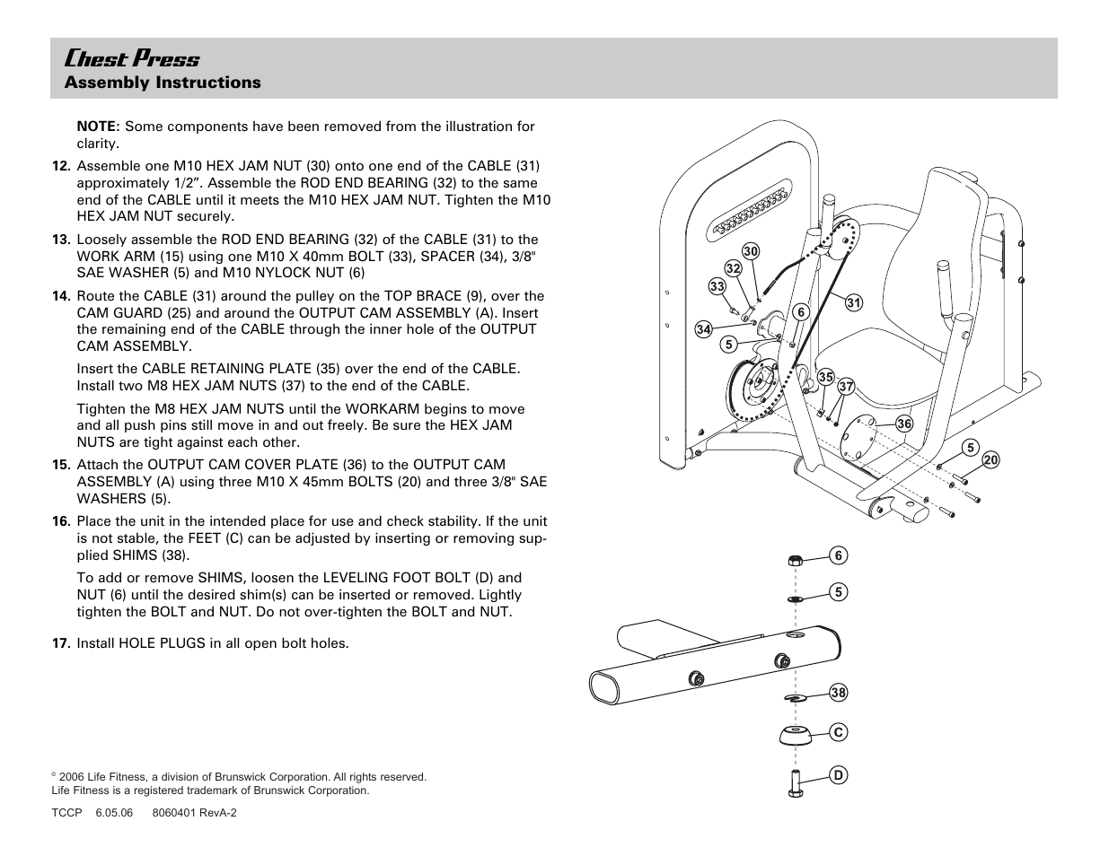 Chest press | Life Fitness Chest Press User Manual | Page 8 / 8