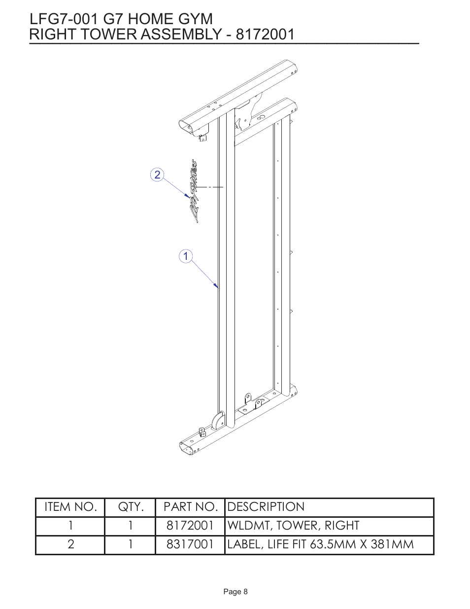 Life Fitness LFG7-001 User Manual | Page 8 / 15