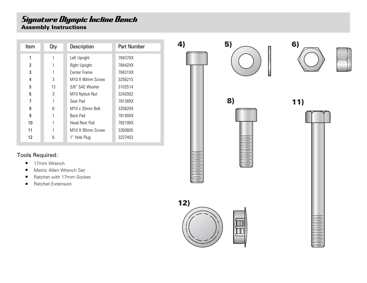 Signature olympic incline bench | Life Fitness Olympic Incline Bench User Manual | Page 6 / 8