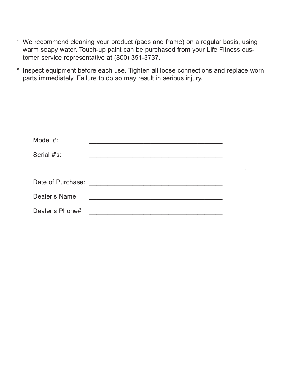 Maintenance | Life Fitness G5 CABLE MOTION G5-001 User Manual | Page 22 / 24