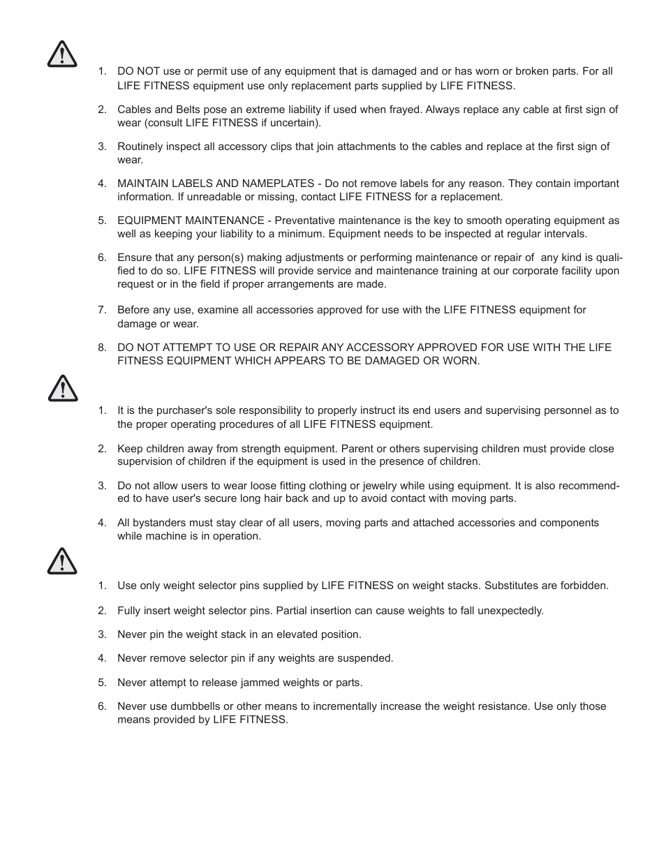 Life Fitness G5 CABLE MOTION G5-001 User Manual | Page 3 / 24