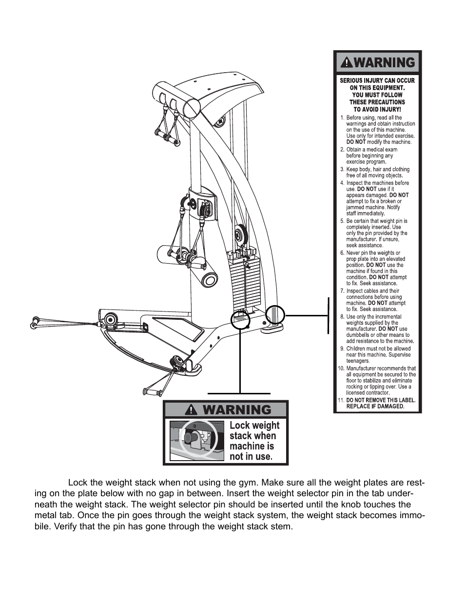 G5 warning labels | Life Fitness G5 CABLE MOTION G5-001 User Manual | Page 4 / 24