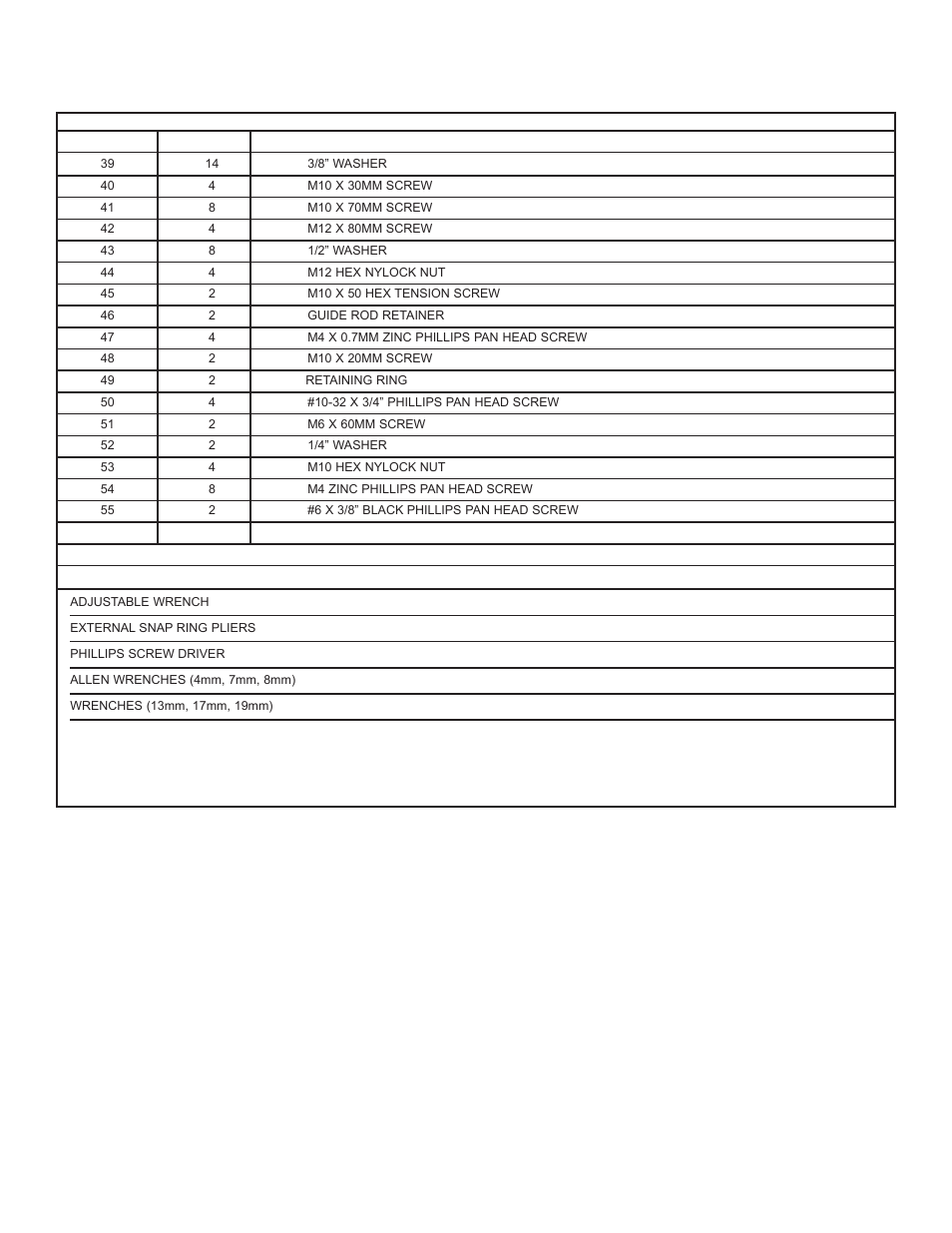 Components list | Life Fitness G5 CABLE MOTION G5-001 User Manual | Page 8 / 24