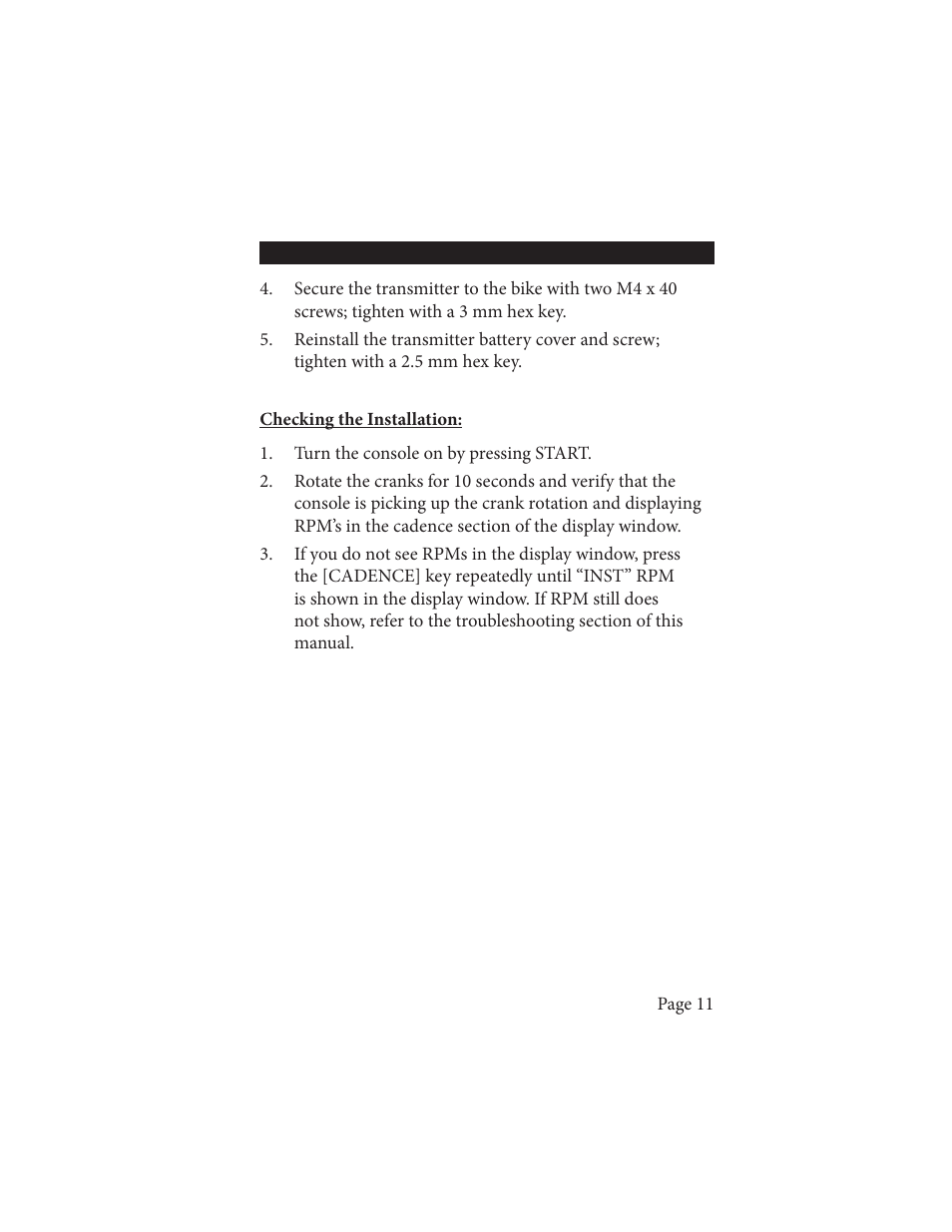 Life Fitness Wireless Cadence Meter Pilot II User Manual | Page 11 / 28
