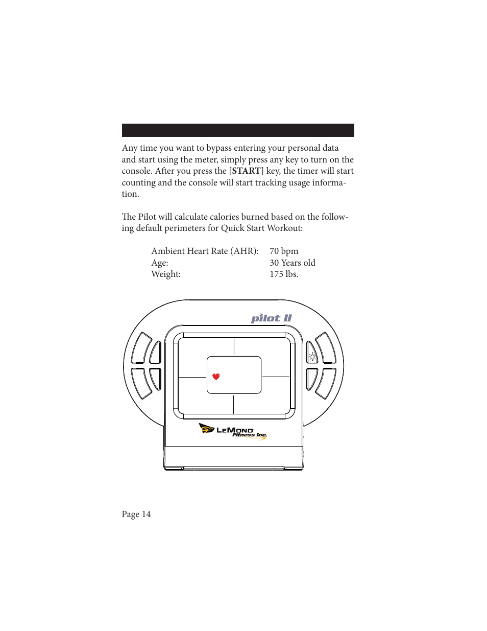 Quick start program | Life Fitness Wireless Cadence Meter Pilot II User Manual | Page 14 / 28