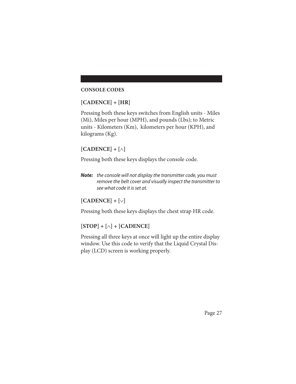 Life Fitness Wireless Cadence Meter Pilot II User Manual | Page 27 / 28