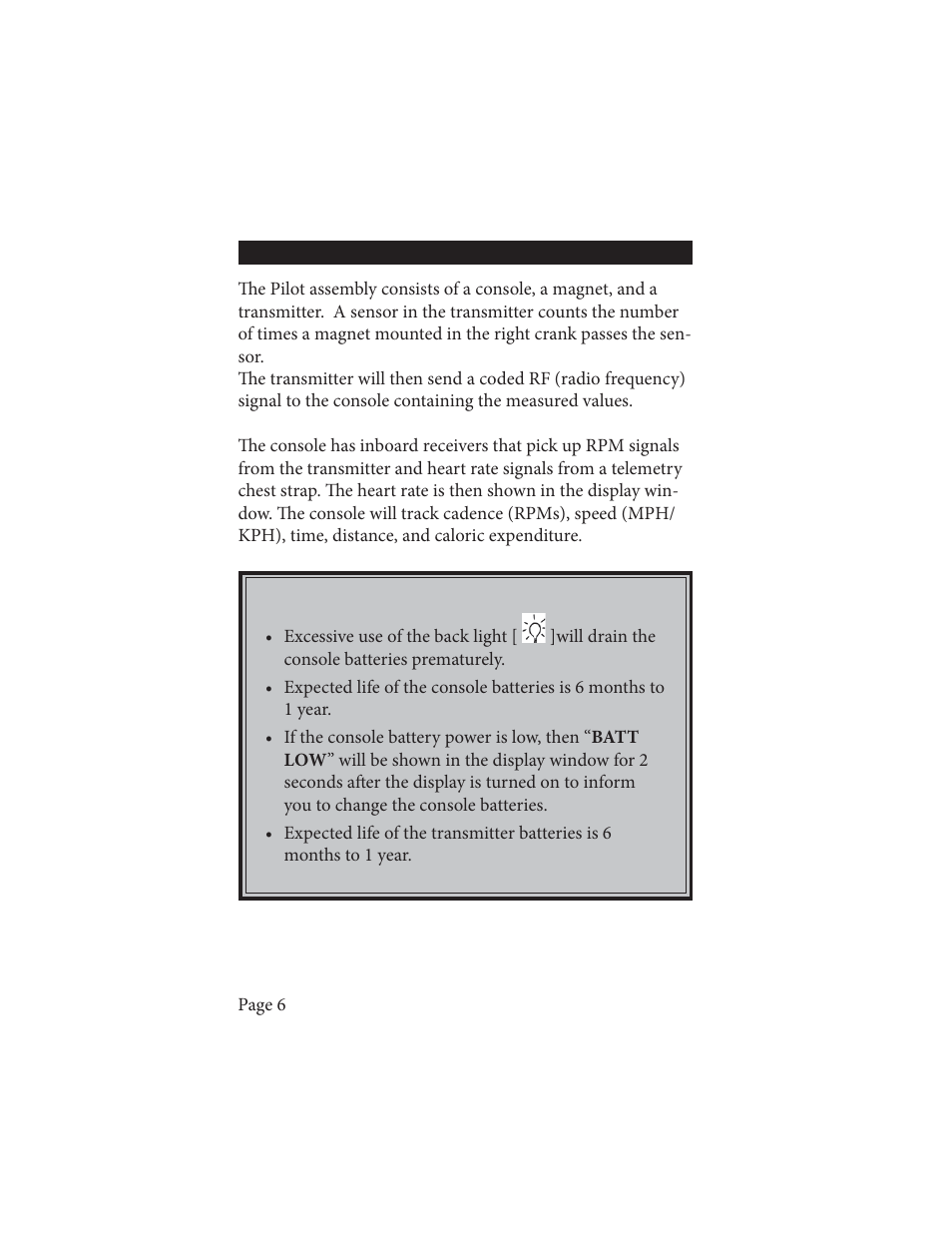 Life Fitness Wireless Cadence Meter Pilot II User Manual | Page 6 / 28