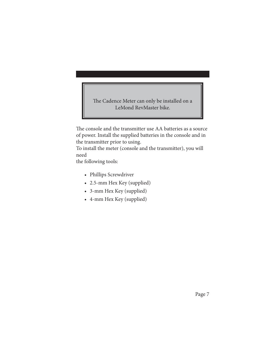 Life Fitness Wireless Cadence Meter Pilot II User Manual | Page 7 / 28