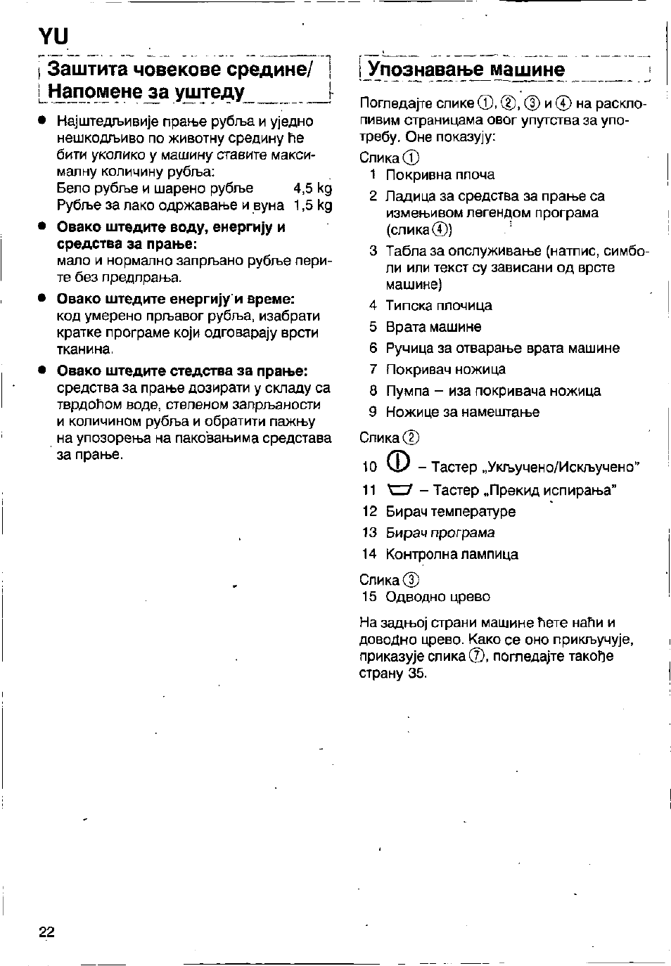 I упознаван»е машине__________ j | Bosch WFB 1002 User Manual | Page 20 / 73