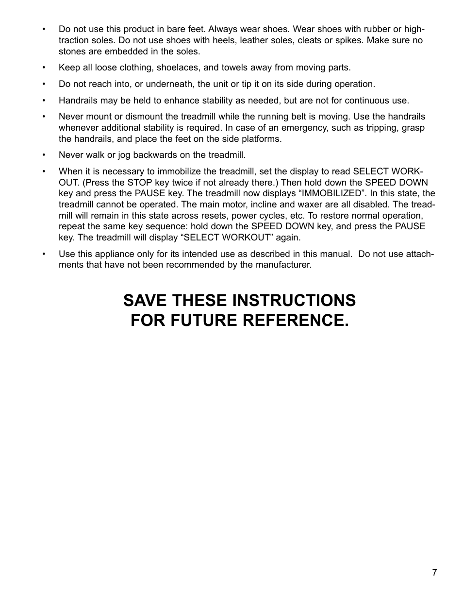 Save these instructions for future reference | Life Fitness 95Ti User Manual | Page 8 / 54