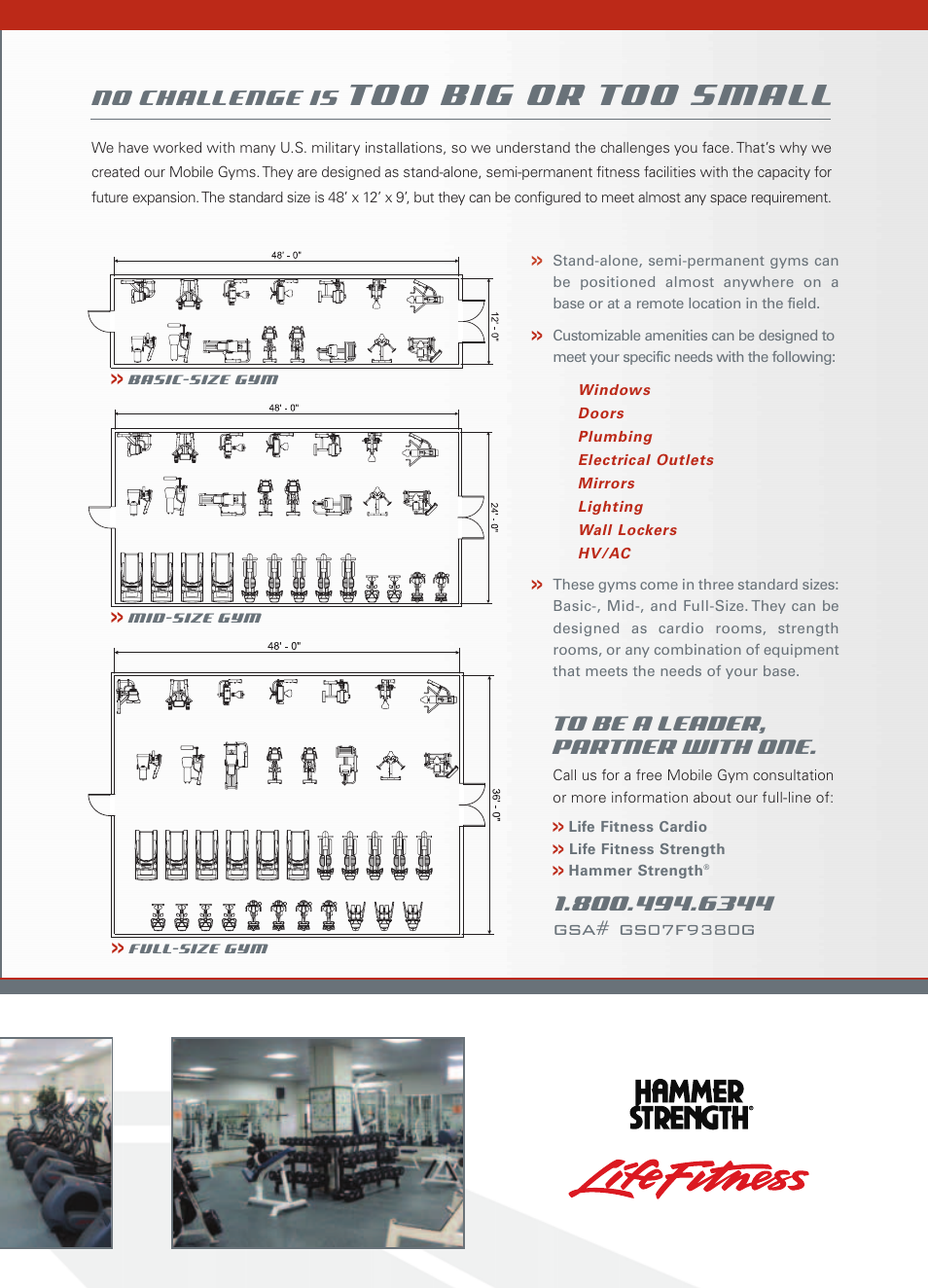 No challenge is, Basic-size gym, Mid-size gym | Full-size gym | Life Fitness Mobile Gym User Manual | Page 3 / 4