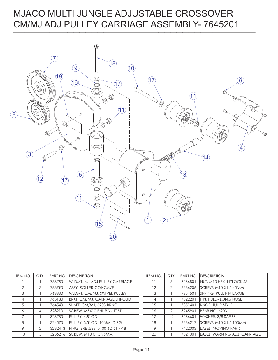 Mjaco multi jungle adjustable crossover | Life Fitness MJACO User Manual | Page 11 / 14