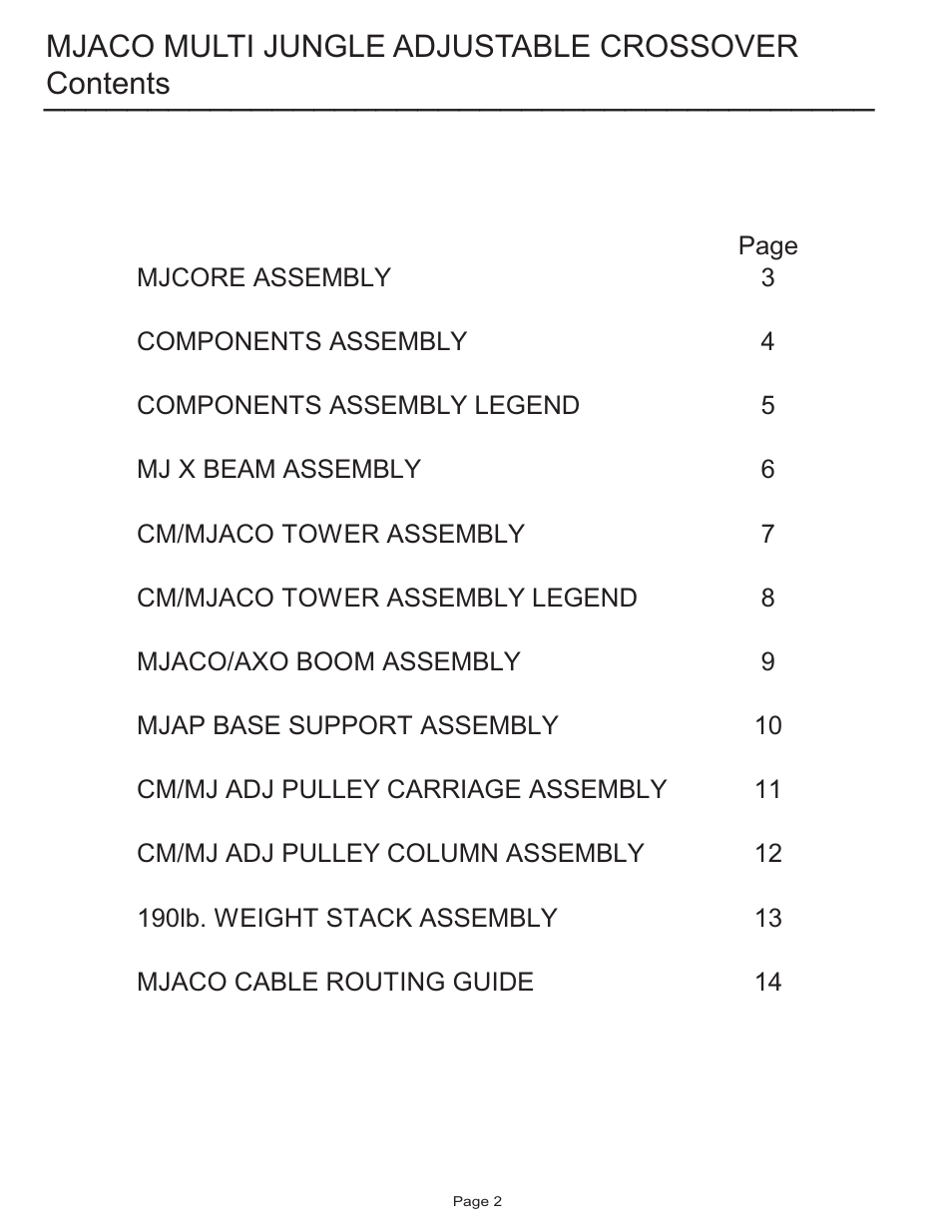 Life Fitness MJACO User Manual | Page 2 / 14