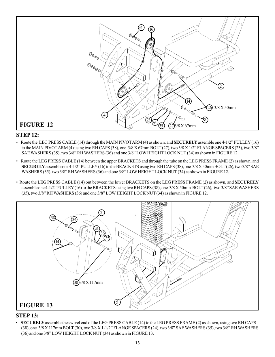 Figure 12, Figure 13, Step 12 | Step 13 | Life Fitness FIT SERIES User Manual | Page 13 / 17