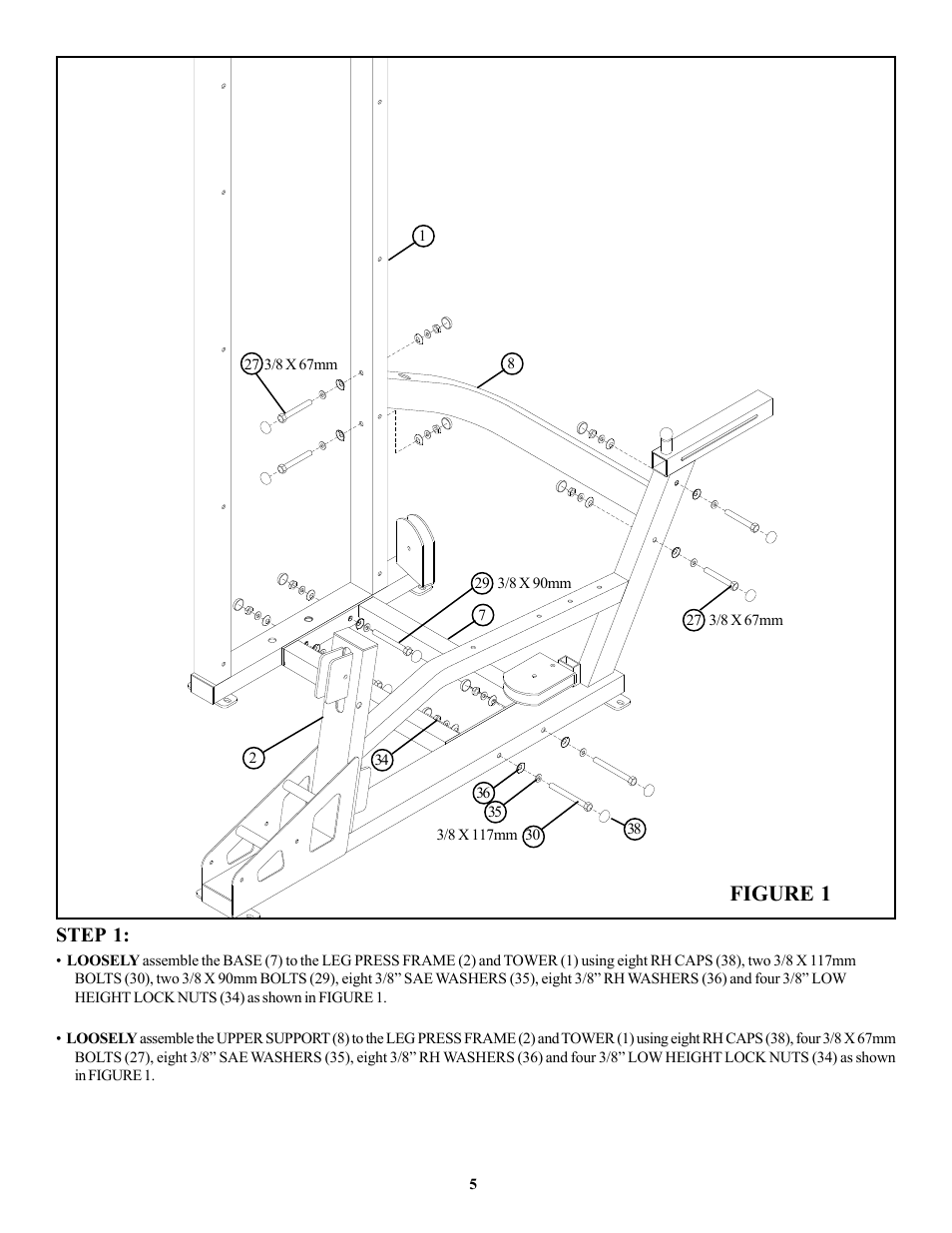 Figure 1, Step 1 | Life Fitness FIT SERIES User Manual | Page 5 / 17