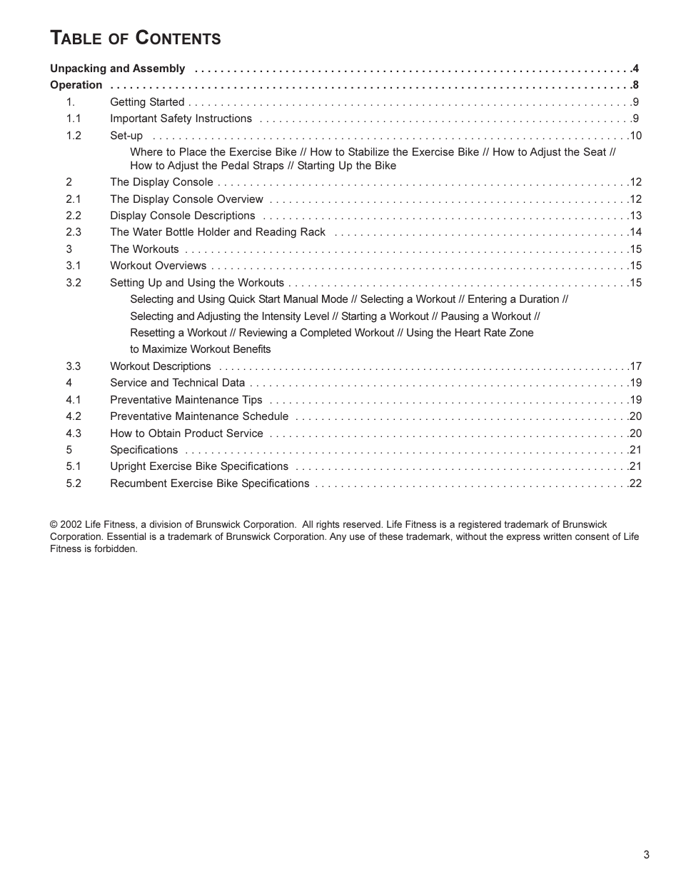 Able of, Ontents | Life Fitness UT4 User Manual | Page 4 / 23