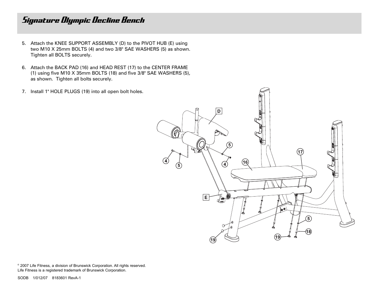 Signature olympic decline bench | Life Fitness Olympic Decline Bench User Manual | Page 8 / 8