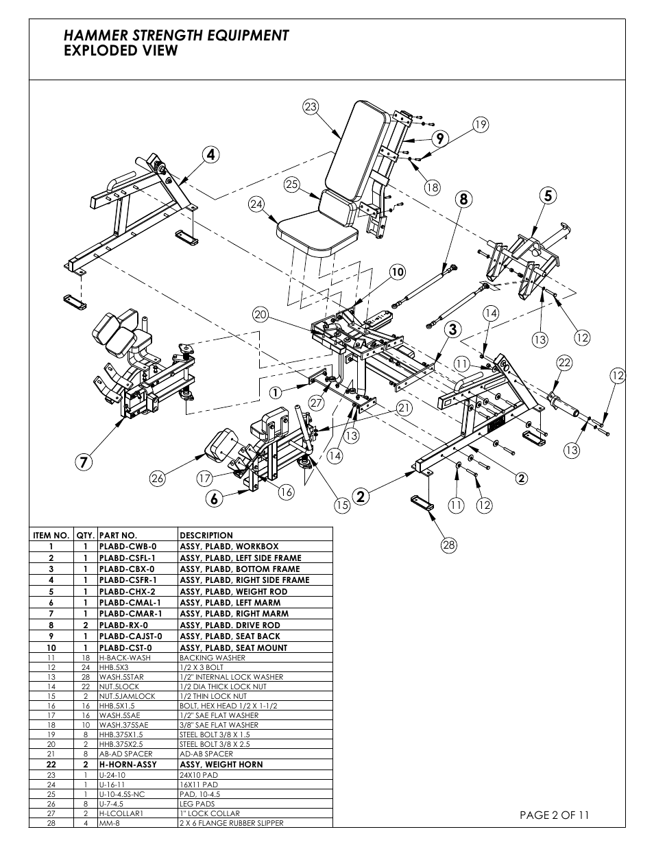 Hammer strength equipment exploded view | Life Fitness C04 User Manual | Page 2 / 11