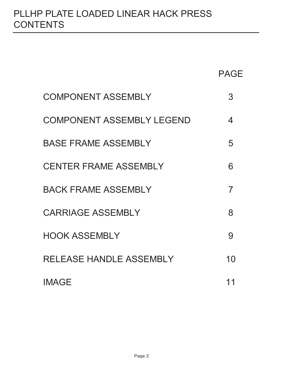 Life Fitness PLLHP User Manual | Page 2 / 11