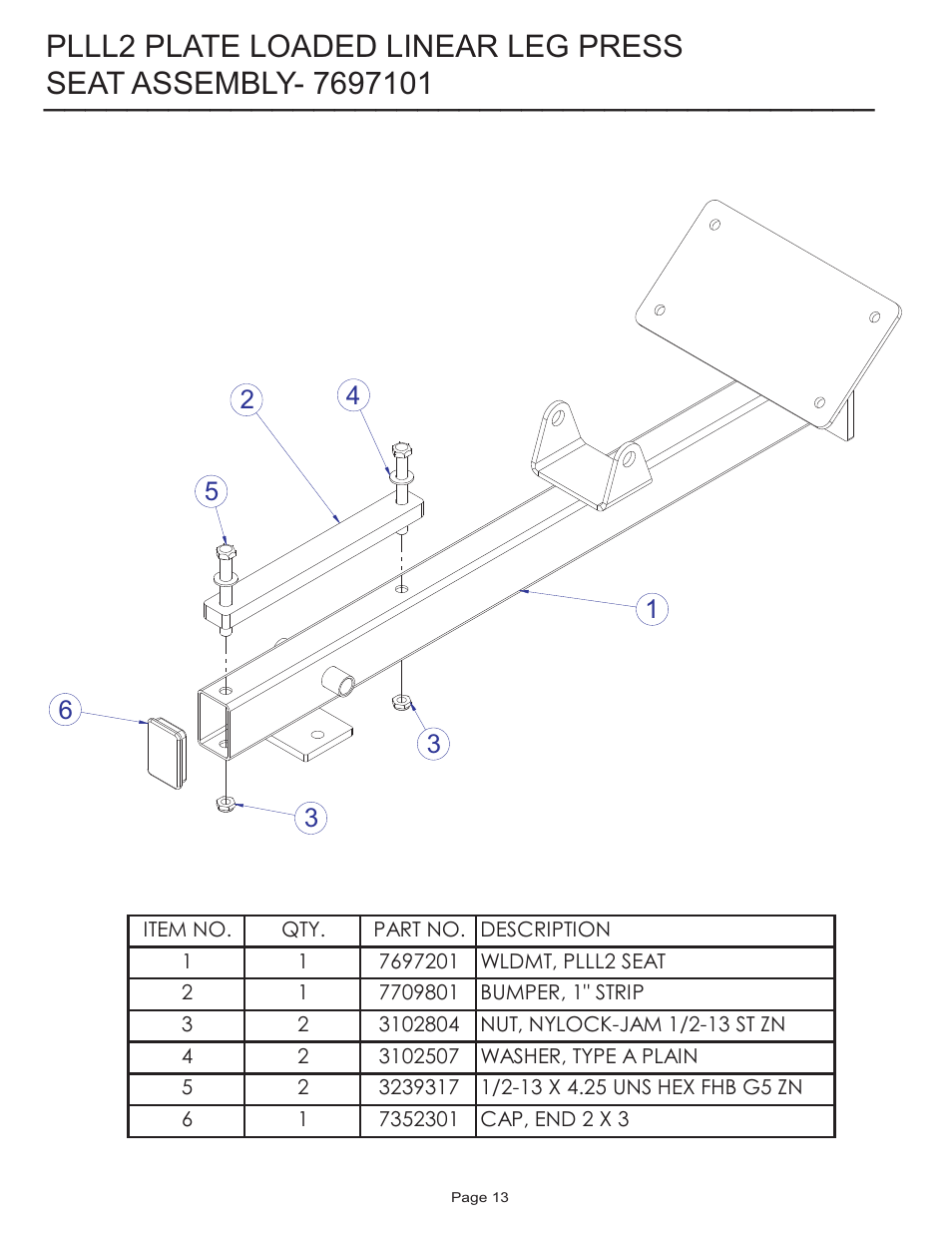 Plll2 plate loaded linear leg press | Life Fitness PLLL2 User Manual | Page 13 / 14