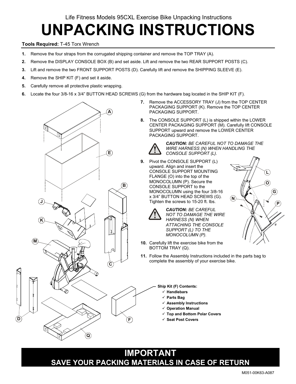 Life Fitness Exercise Bike 95CXL User Manual | 1 page