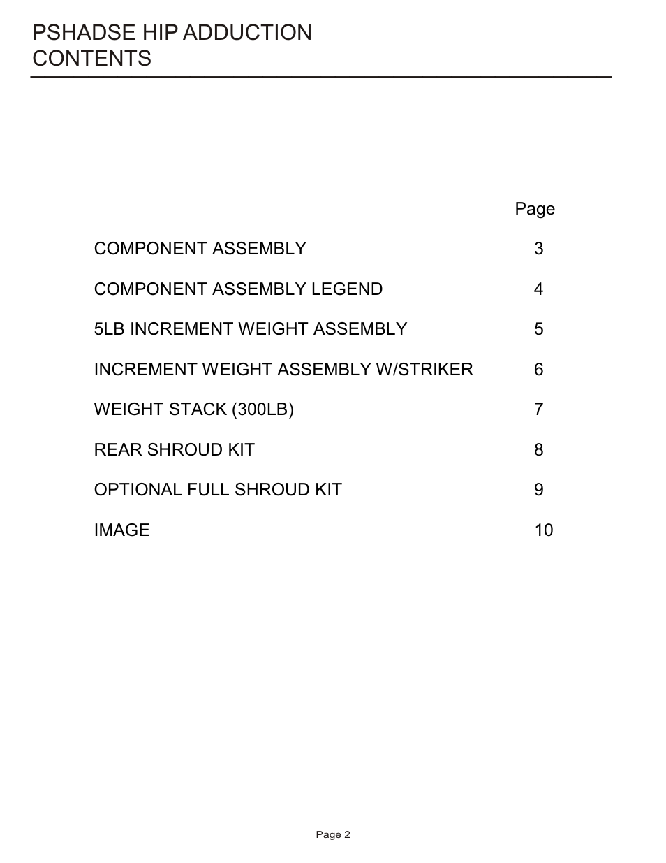 Life Fitness PSHADSE User Manual | Page 2 / 10