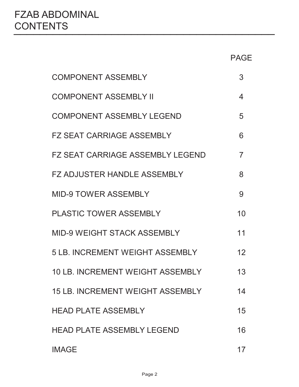 Life Fitness FZAB User Manual | Page 2 / 17