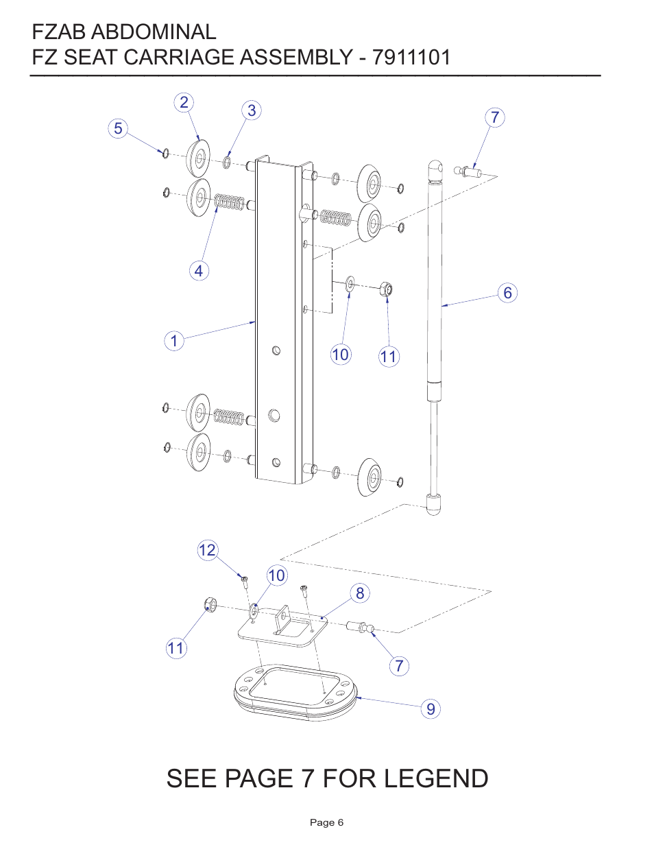 See page 7 for legend, Fzab abdominal | Life Fitness FZAB User Manual | Page 6 / 17