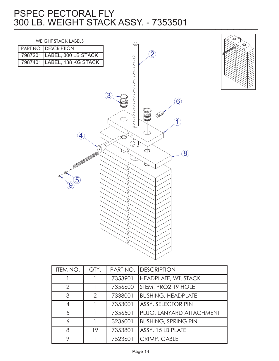 Pspec pectoral fly | Life Fitness Pro 2 Series PSPEC User Manual | Page 14 / 15