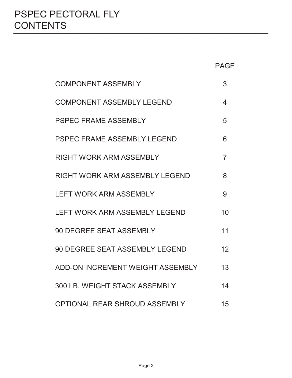 Life Fitness Pro 2 Series PSPEC User Manual | Page 2 / 15