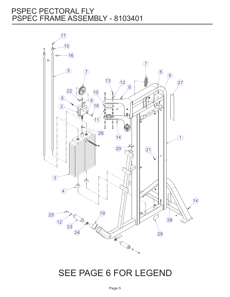 See page 6 for legend, Pspec pectoral fly | Life Fitness Pro 2 Series PSPEC User Manual | Page 5 / 15