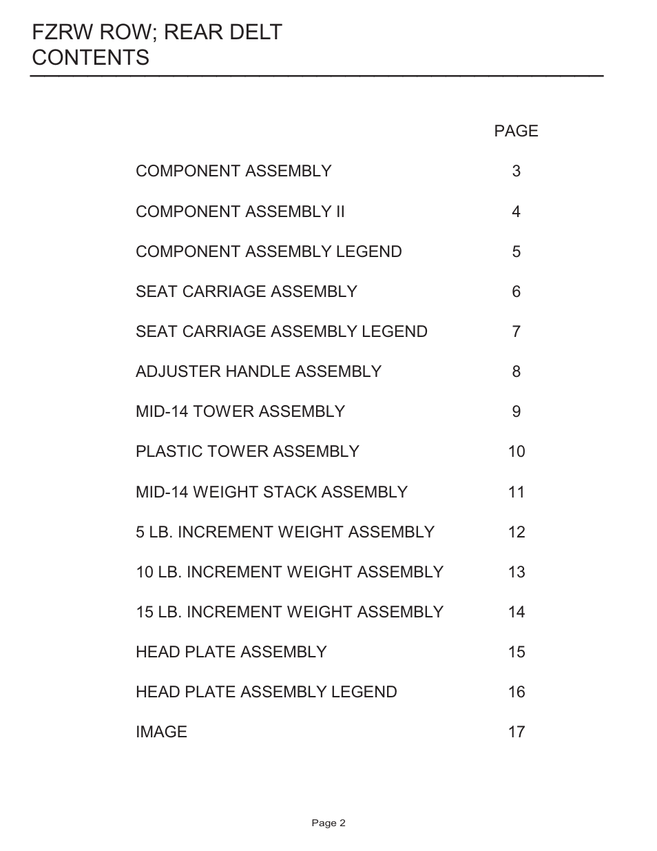 Life Fitness FZRW ROW User Manual | Page 2 / 17