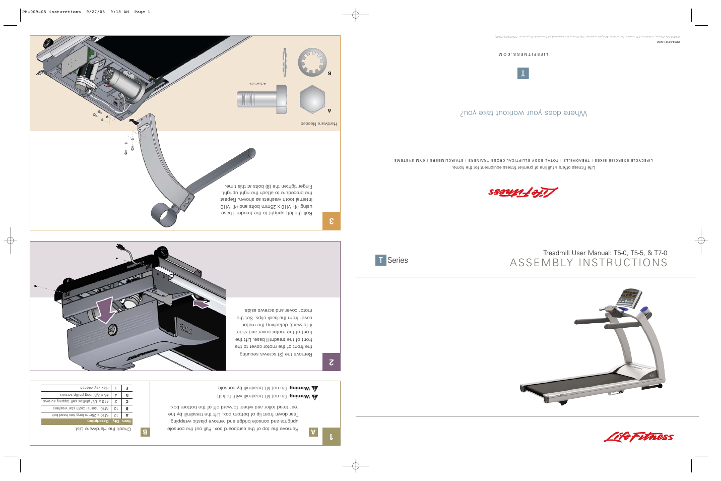 Life Fitness T7-0 User Manual | 2 pages