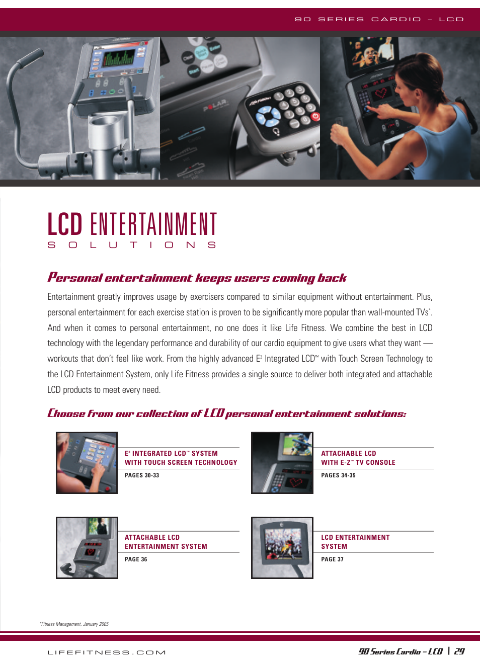 Lcd entertainment, Personal entertainment keeps users coming back | Life Fitness 90 Series User Manual | Page 2 / 11