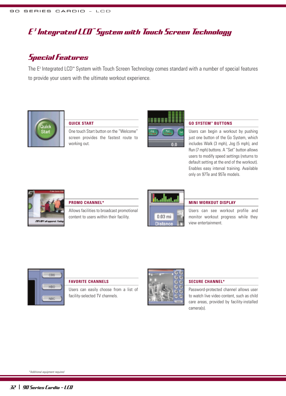 Special features, Integrated lcd, System with touch screen technology | Life Fitness 90 Series User Manual | Page 5 / 11