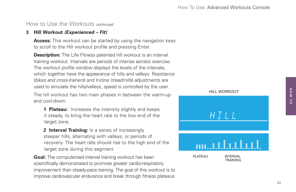 How to use the workouts | Life Fitness Video Gaming Accessories User Manual | Page 23 / 51