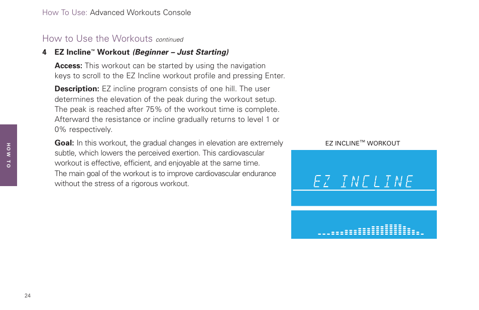 How to use the workouts | Life Fitness Video Gaming Accessories User Manual | Page 24 / 51