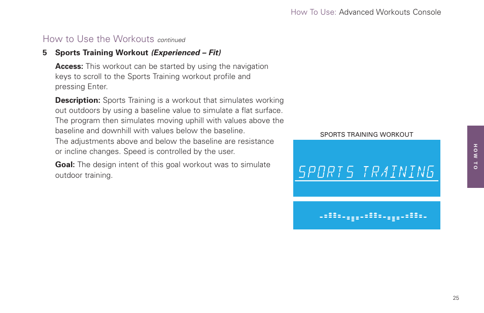 How to use the workouts | Life Fitness Video Gaming Accessories User Manual | Page 25 / 51