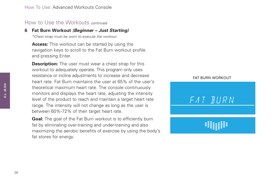 How to use the workouts | Life Fitness Video Gaming Accessories User Manual | Page 26 / 51