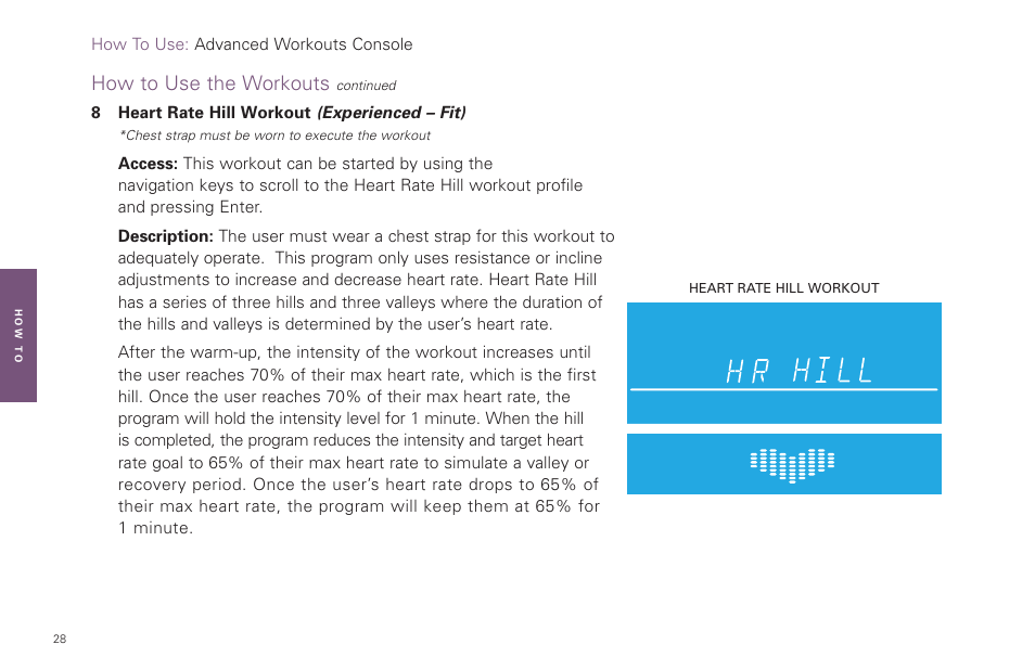 How to use the workouts | Life Fitness Video Gaming Accessories User Manual | Page 28 / 51