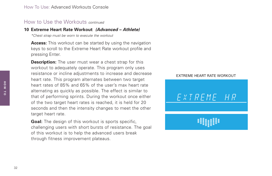 How to use the workouts | Life Fitness Video Gaming Accessories User Manual | Page 32 / 51