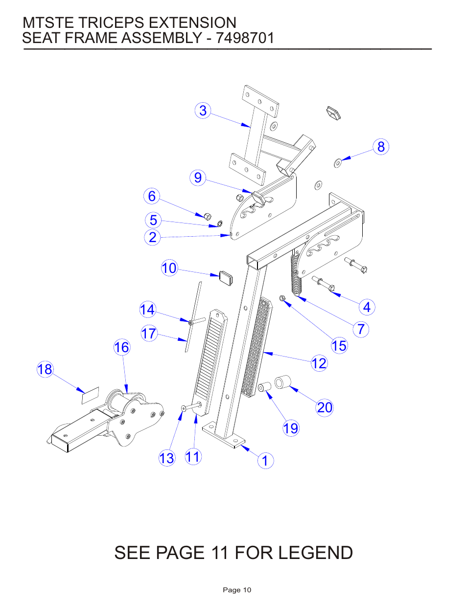 See page 11 for legend | Life Fitness MTSTE User Manual | Page 10 / 20