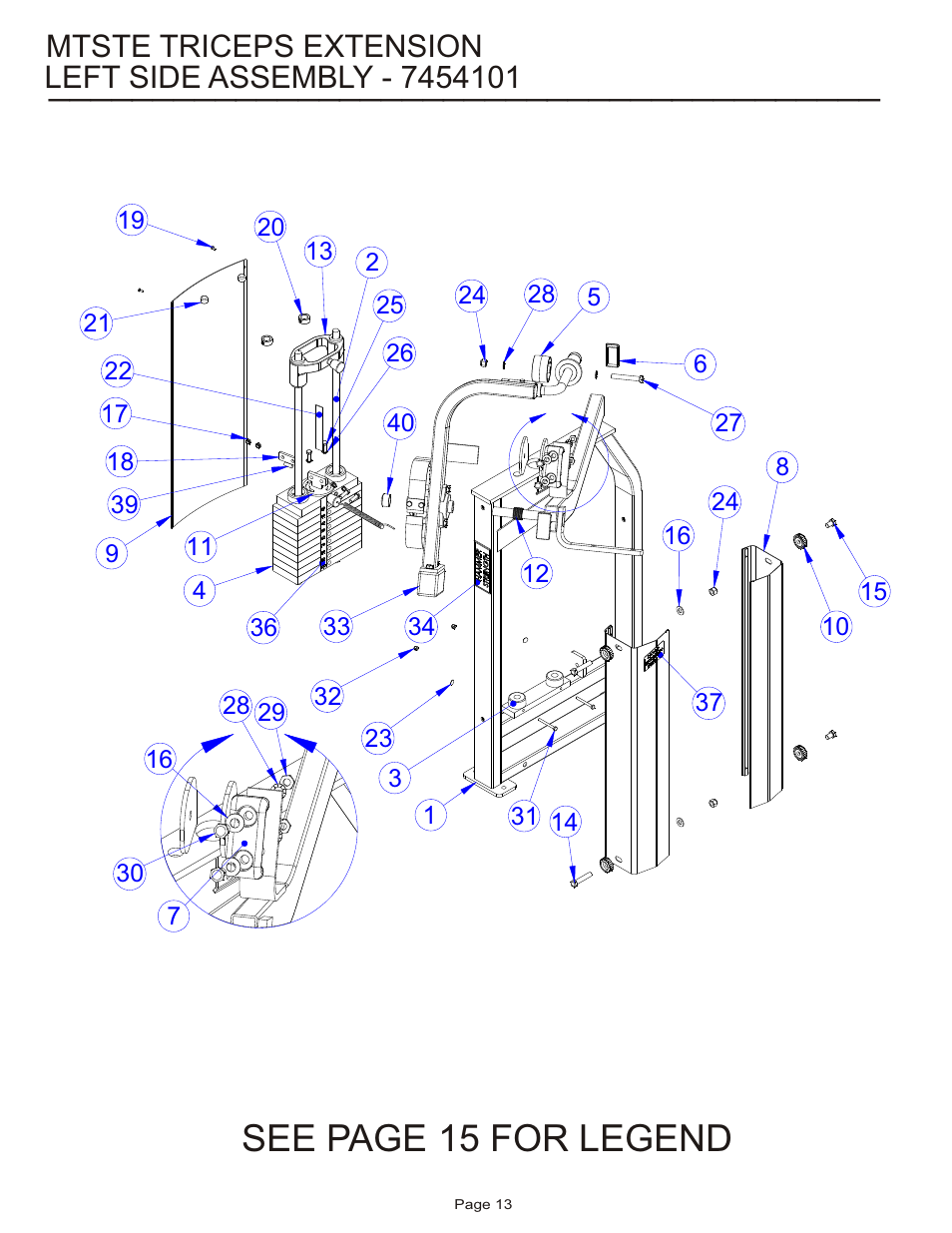 See page 15 for legend, Mtste triceps extension | Life Fitness MTSTE User Manual | Page 13 / 20